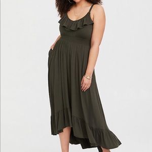 Torrid OLIVE JERSEY HI-LO MAXI DRESS